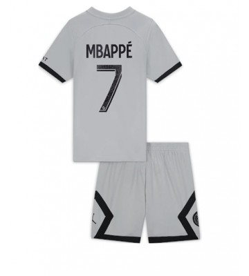 Paris Saint-Germain Kylian Mbappe #7 Bortedraktsett Barn 2022-23 Kortermet (+ Korte bukser)